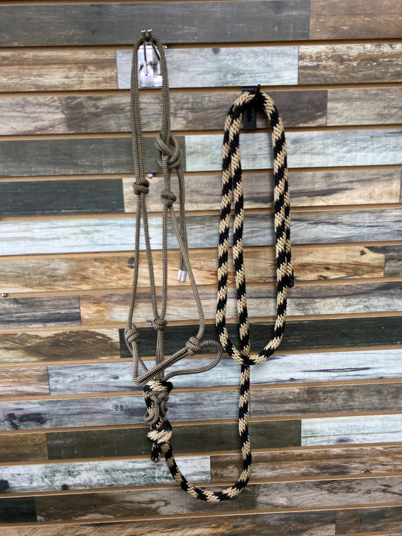 USED  Nylon Halter Horse Tan/Black