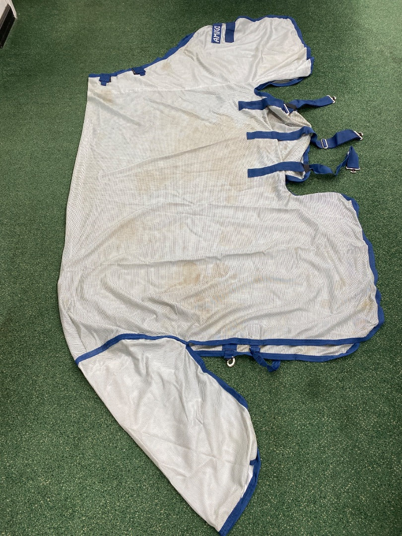 USED Amigo Bug Buster Fly Sheet 78 Silver/Blue Trim