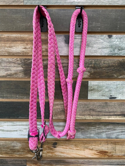 USED  Braided Pink Barrel Reins
