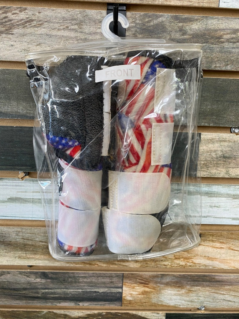 USED Hot Headstalls Set of 4 Sport Boots  Red White & Blue