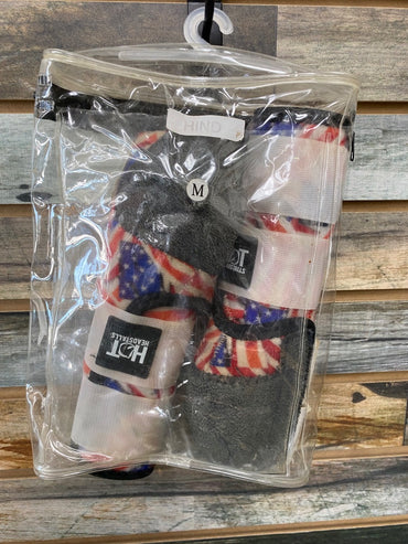 USED Hot Headstalls Set of 4 Sport Boots  Red White & Blue