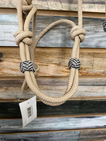 USED Bar H Equine Nylon Rope Halter Horse Tan/White