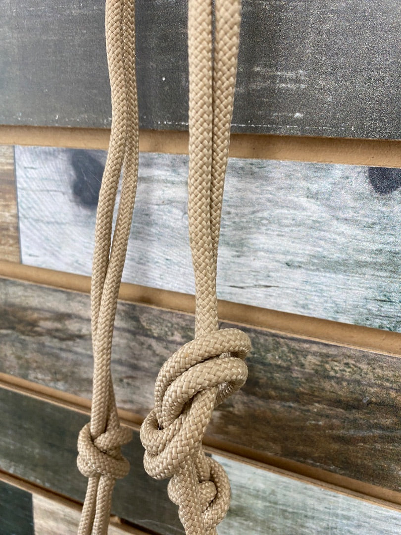 USED Bar H Equine Nylon Rope Halter Horse Tan/White