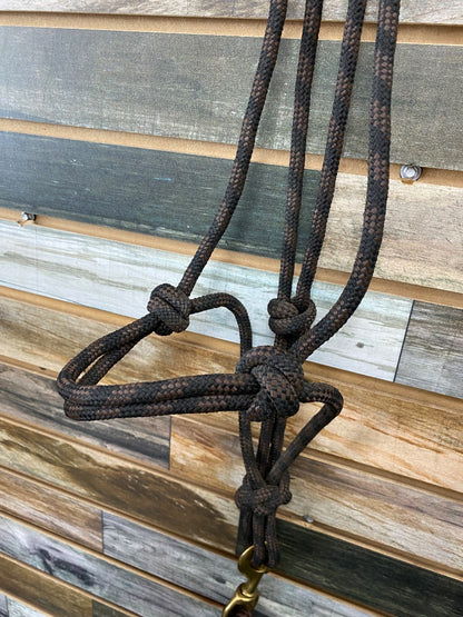 USED Weaver Nylon Rope Halter With Lead Horse Brown/Black