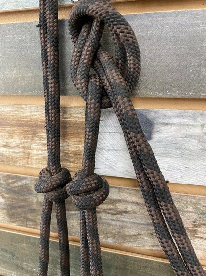 USED Weaver Nylon Rope Halter With Lead Horse Brown/Black