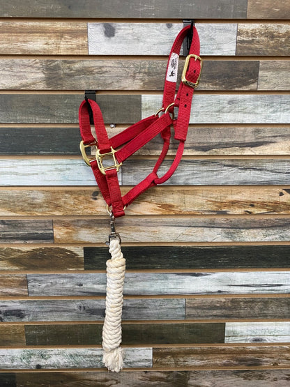 USED Weaver Yearling Halter with Lead Rope Yearling Red