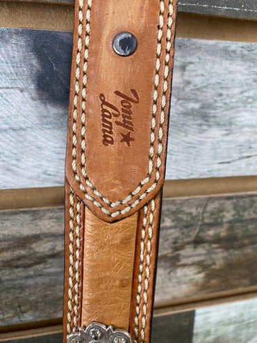 USED Tony Lama Ostrich With Silver Conchos Youth Belt Youth 30" Light Oil