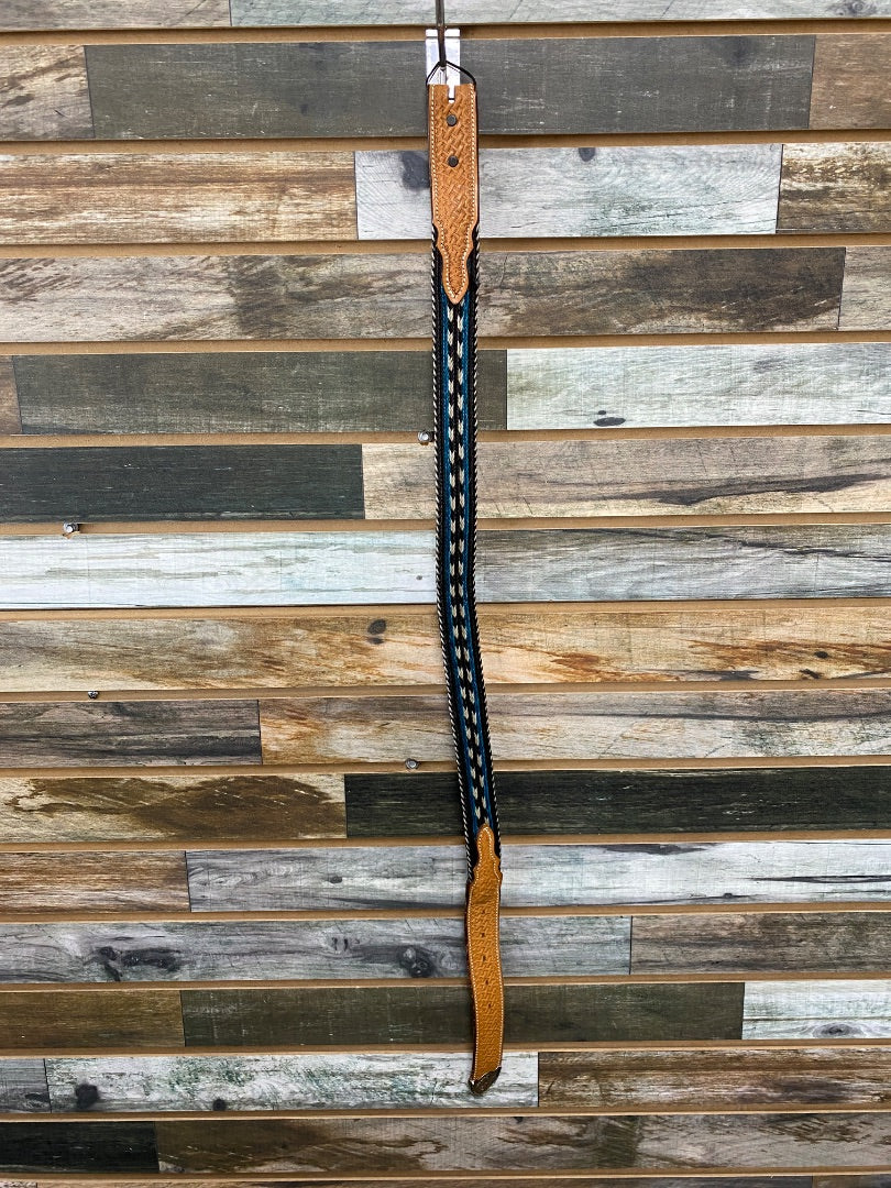 USED  Horse Hair Belt Youth 30" Teal/Black/White
