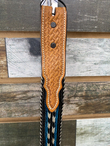 USED  Horse Hair Belt Youth 30" Teal/Black/White