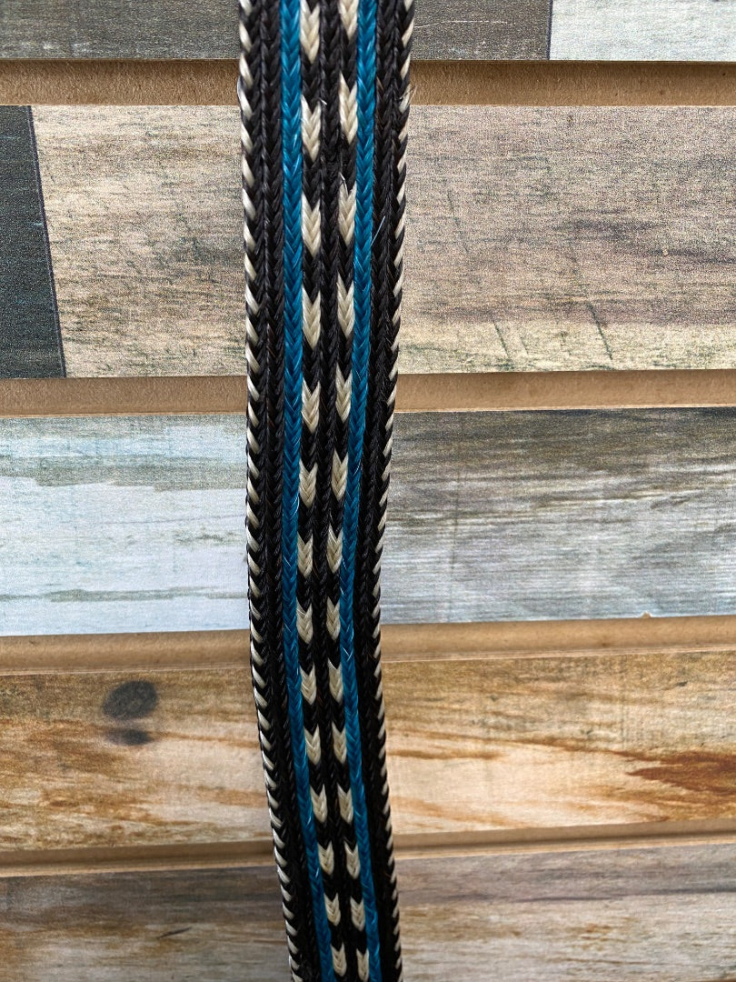 USED  Horse Hair Belt Youth 30" Teal/Black/White