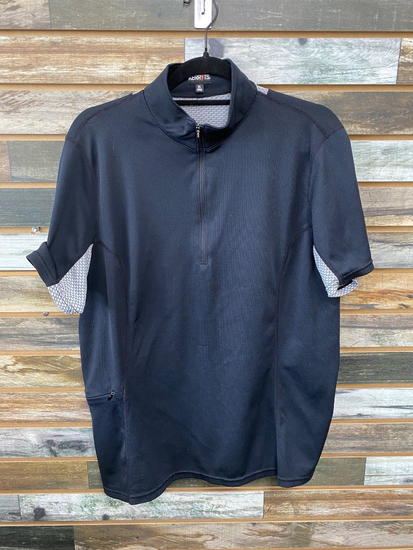 USED Kerrits Ladies Short Sleeve Sun Shirt XLarge Black w/gray Mesh