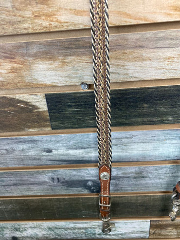 USED  Snap Barrel Reins w/ Rope Decoration   Medium Oil