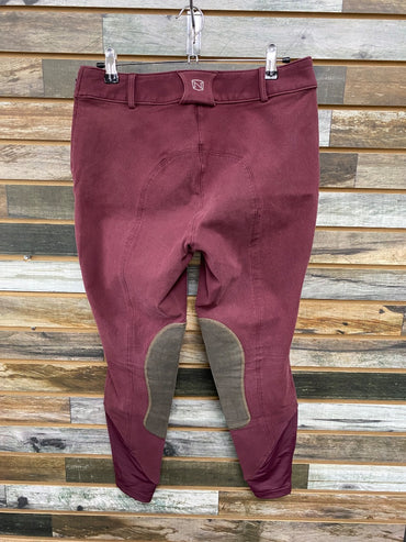 USED Noble Outfitters Ladies English Breeches Knee Patch 28R Burgundy/Tan