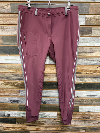 USED HKM Ladies English Breeches Full Seat 32 Burgundy/Grey