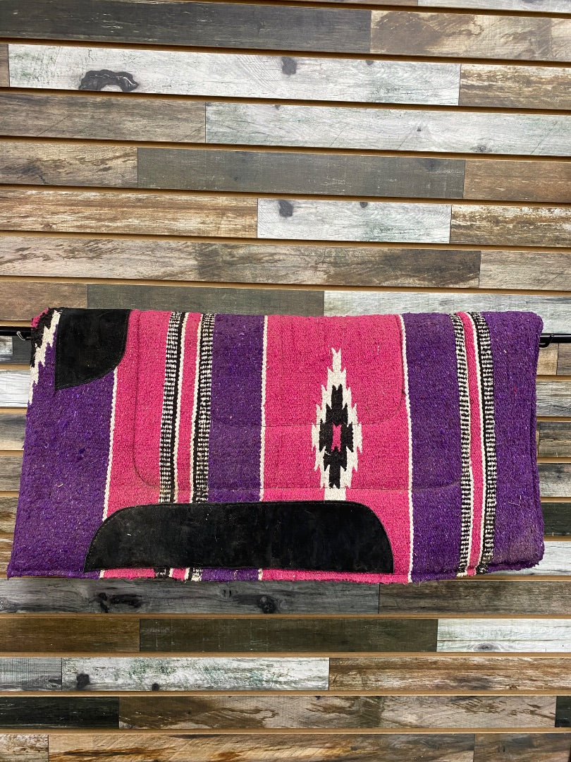 USED  Western Woven Wool Pad 32x32 Pink/Purple/Black/White