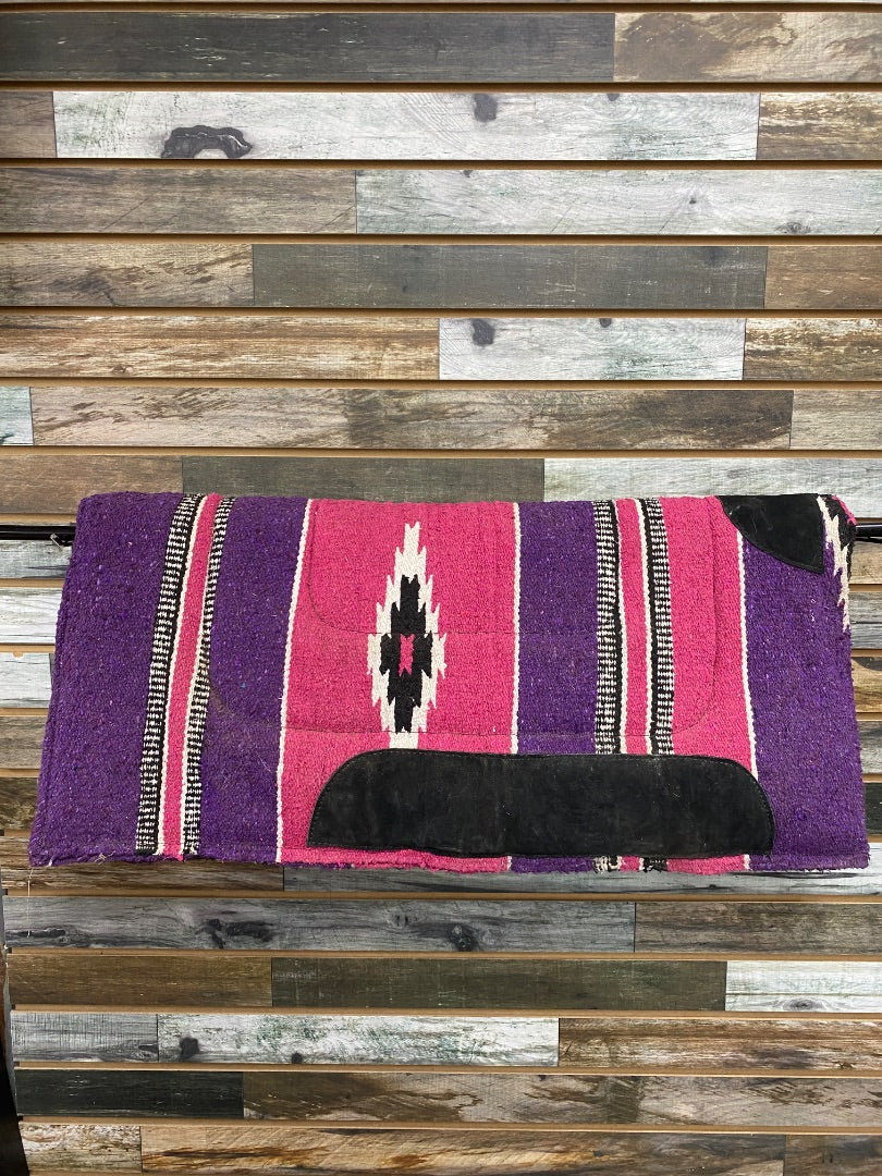 USED  Western Woven Wool Pad 32x32 Pink/Purple/Black/White