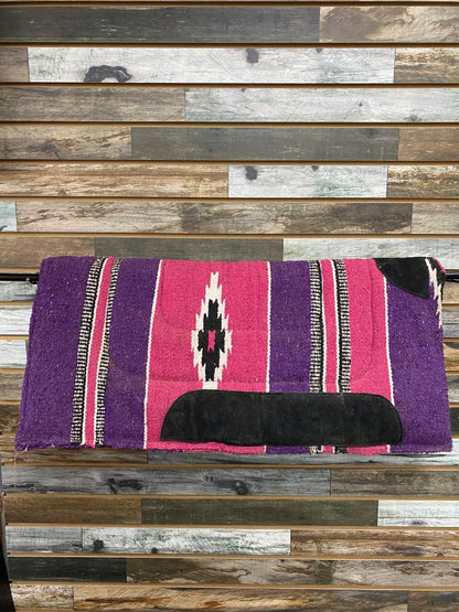 USED  Western Woven Wool Pad 32x32 Pink/Purple/Black/White
