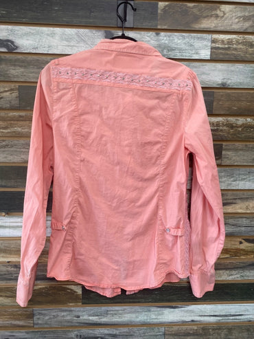 USED Grace in LA Ladies Pink Western Top Medium Pink