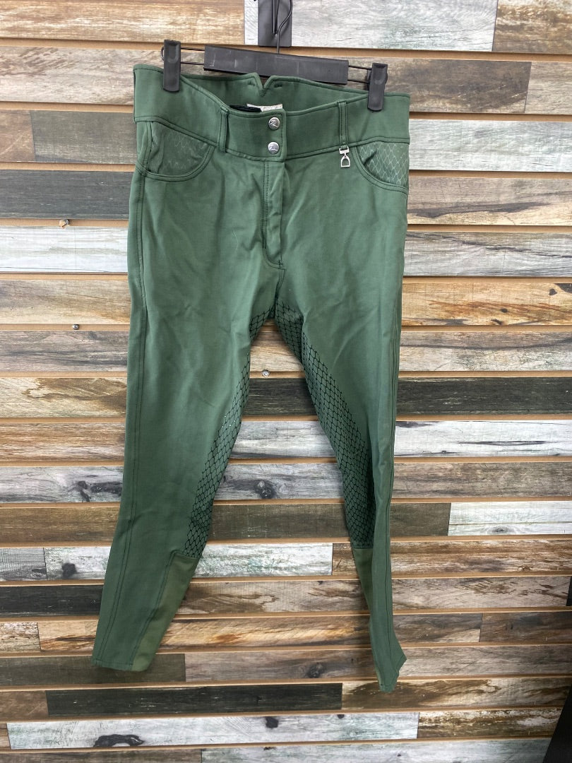 USED Horze Ladies English Full Seat Breeches us30 Green