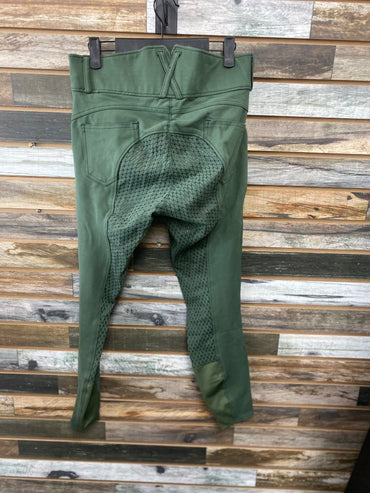 USED Horze Ladies English Full Seat Breeches us30 Green