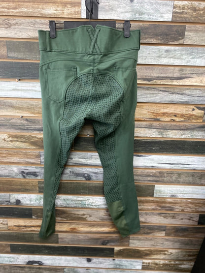 USED Horze Ladies English Full Seat Breeches us30 Green