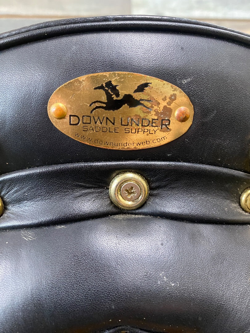 USED Down Under Saddle Supply Aulstralian Saddle 16 1/2" Black w/Brass Accents & Stiching