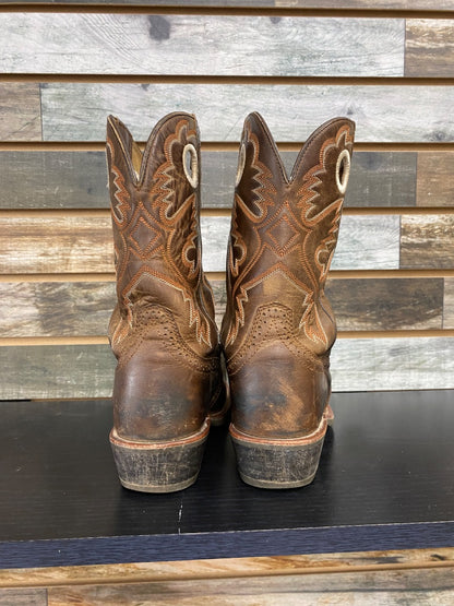 USED ARIAT Round Toe 6.5B Brown w/orange&white stiching