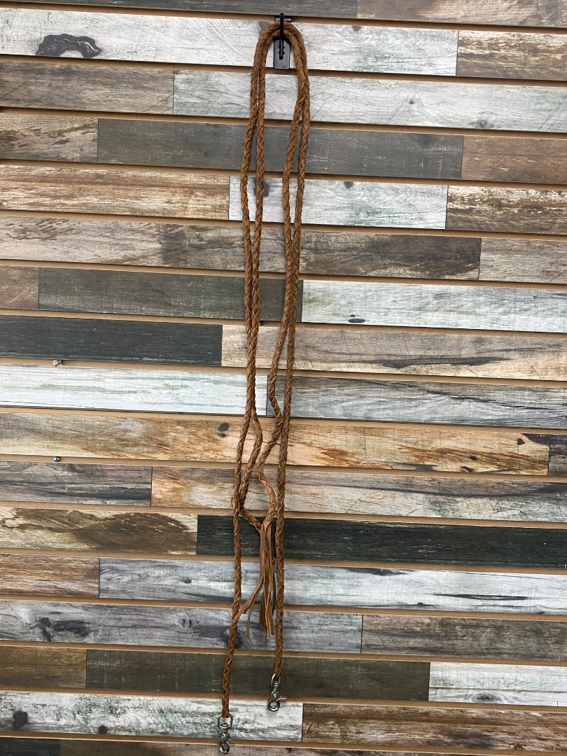 USED  Leather Braided Split Reins  Medium Oil