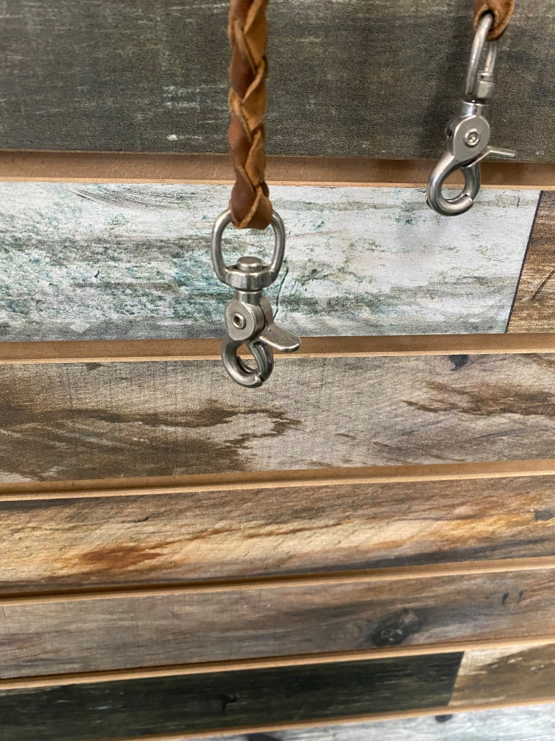 USED  Leather Braided Split Reins  Medium Oil