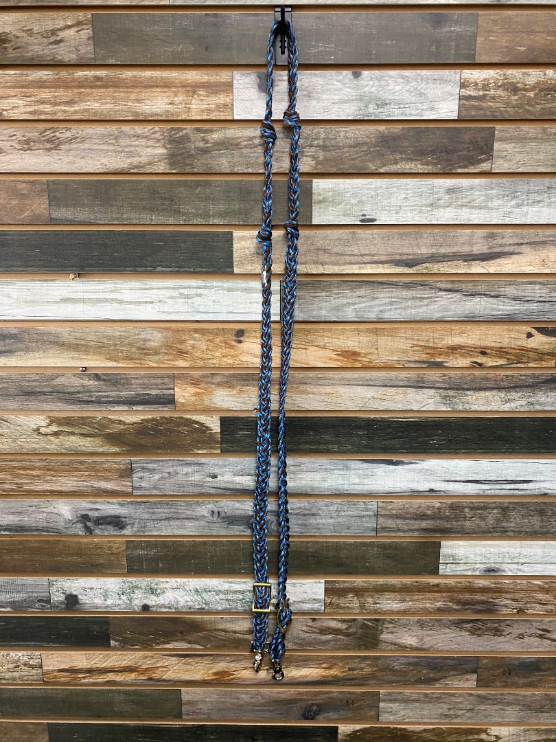 USED WhinneyWear Nylon Barrel Reins  Blue/Brown