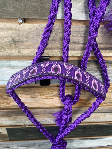 USED Tacktical Purple Rope Halter with Leather Nose  Purple