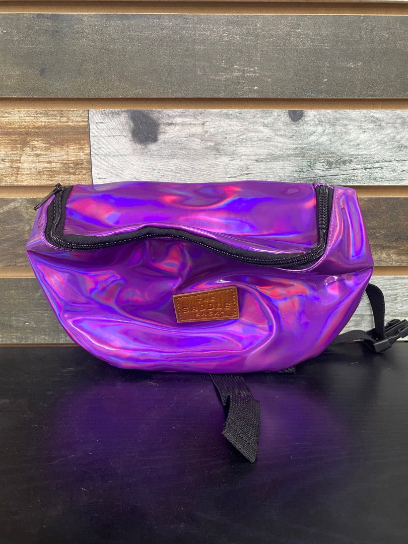 USED Saddle Sack Horn Bag Holographic Purple
