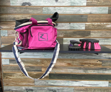 USED Horze Pink Grooming Bag by Horze  Pink with Navy/White