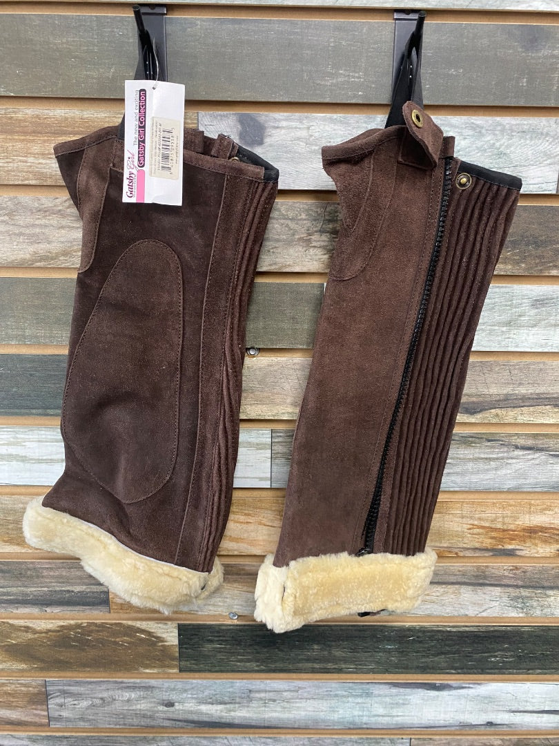 USED Gatsby Girl Suede Half Chaps w/ Sheepskin Medium