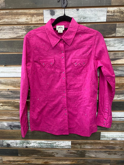 USED Ariat Pearl Snap Medium Pink
