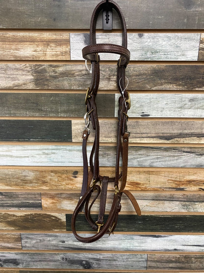 USED  Leather Halter/Brindle Combo Horse Dark Oil