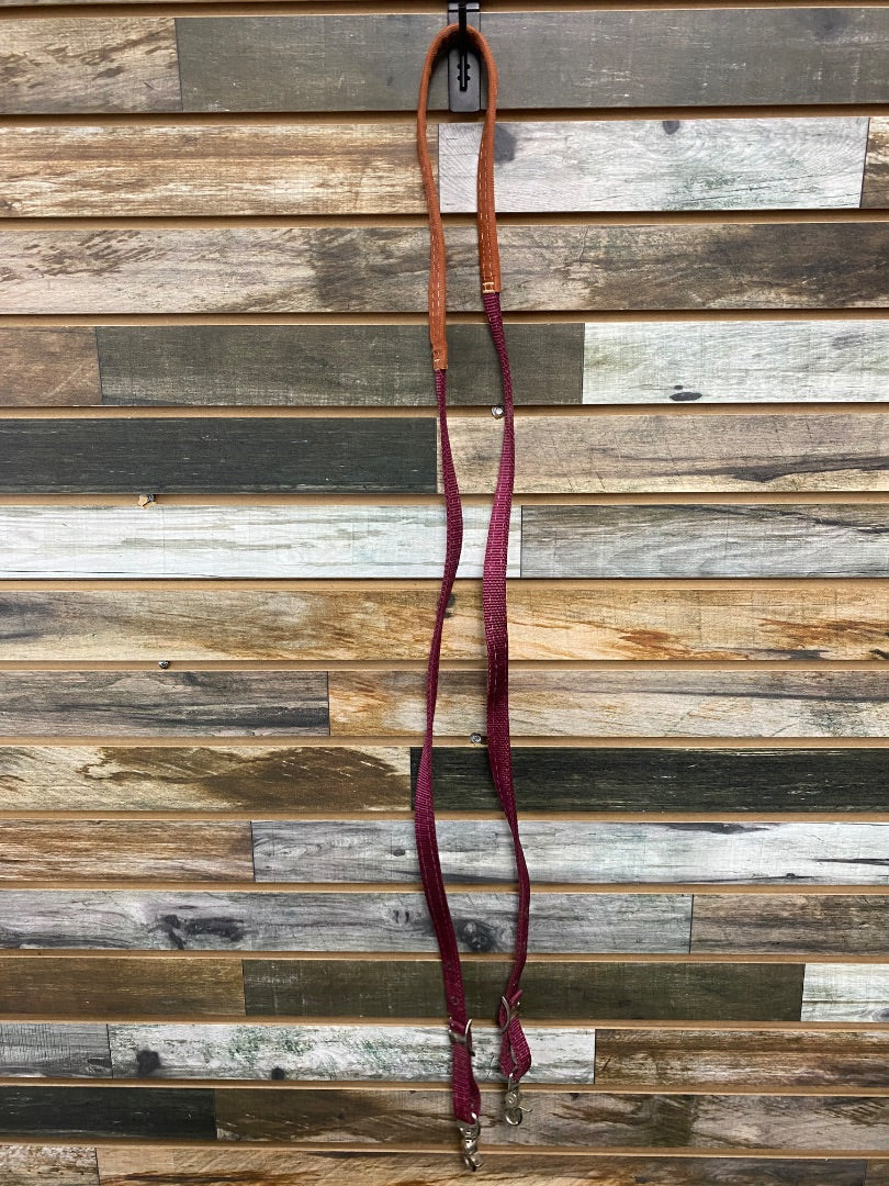 USED  Nylon Barrel Reins  Maroon