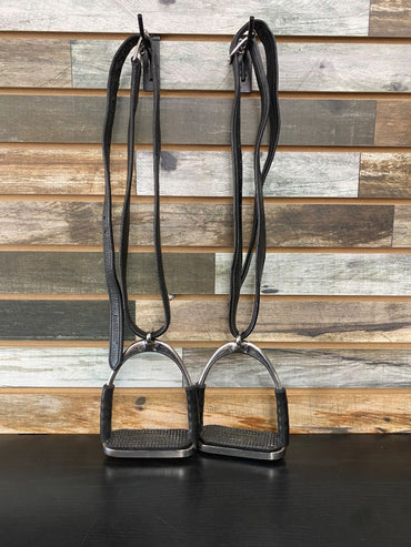 USED Herm Sprenger System 4 Stirrups with Passier Leathers 5"