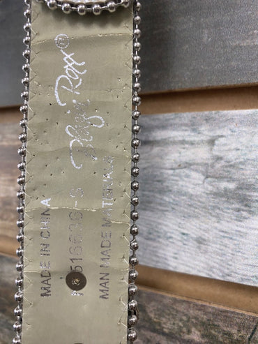 USED  Ladies Leather Western Belt with Bling Large Silver