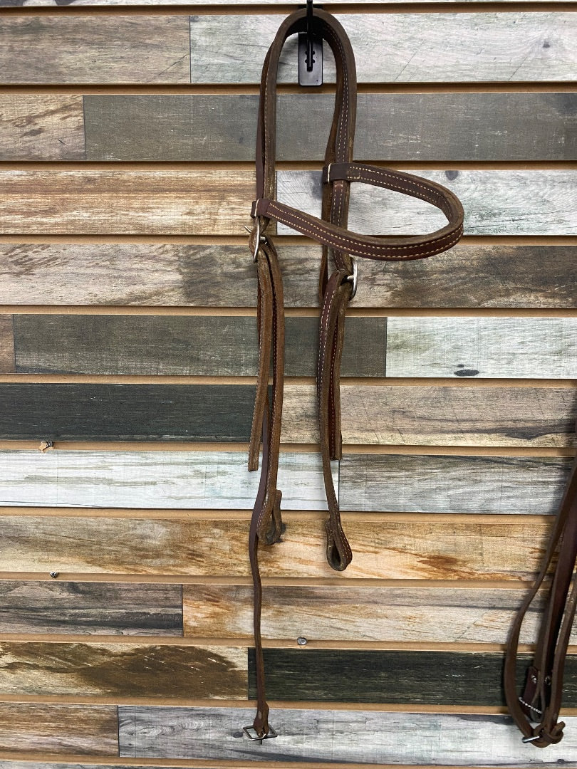 USED  Western Headstall with Split Reins Horse Dark Oil
