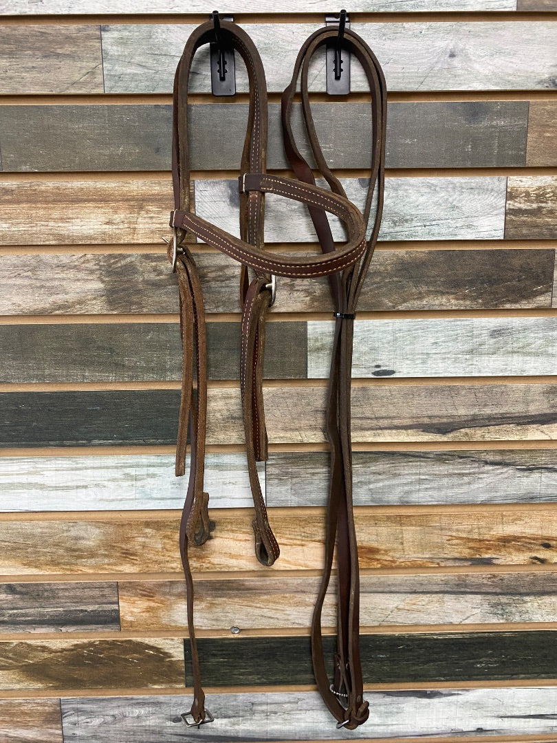 USED  Western Headstall with Split Reins Horse Dark Oil
