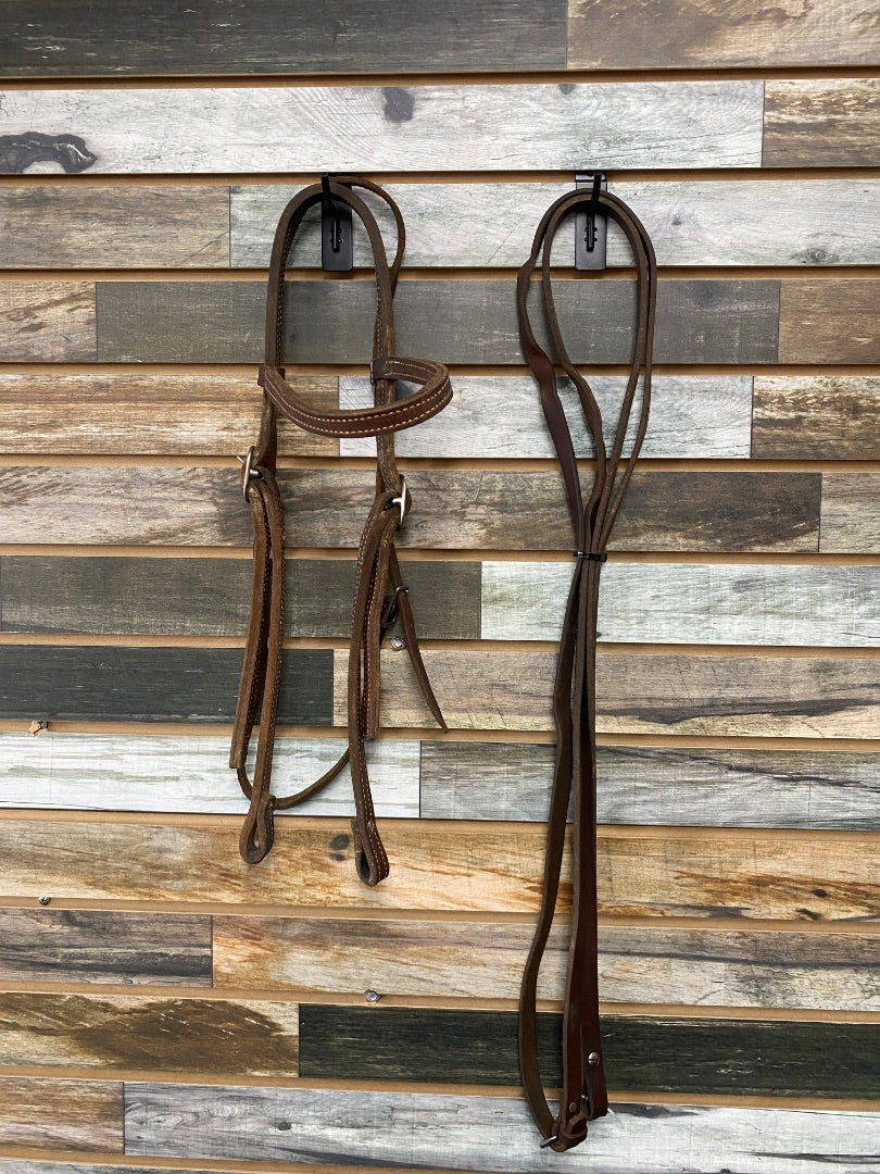 USED  Western Headstall with Split Reins Horse Dark Oil