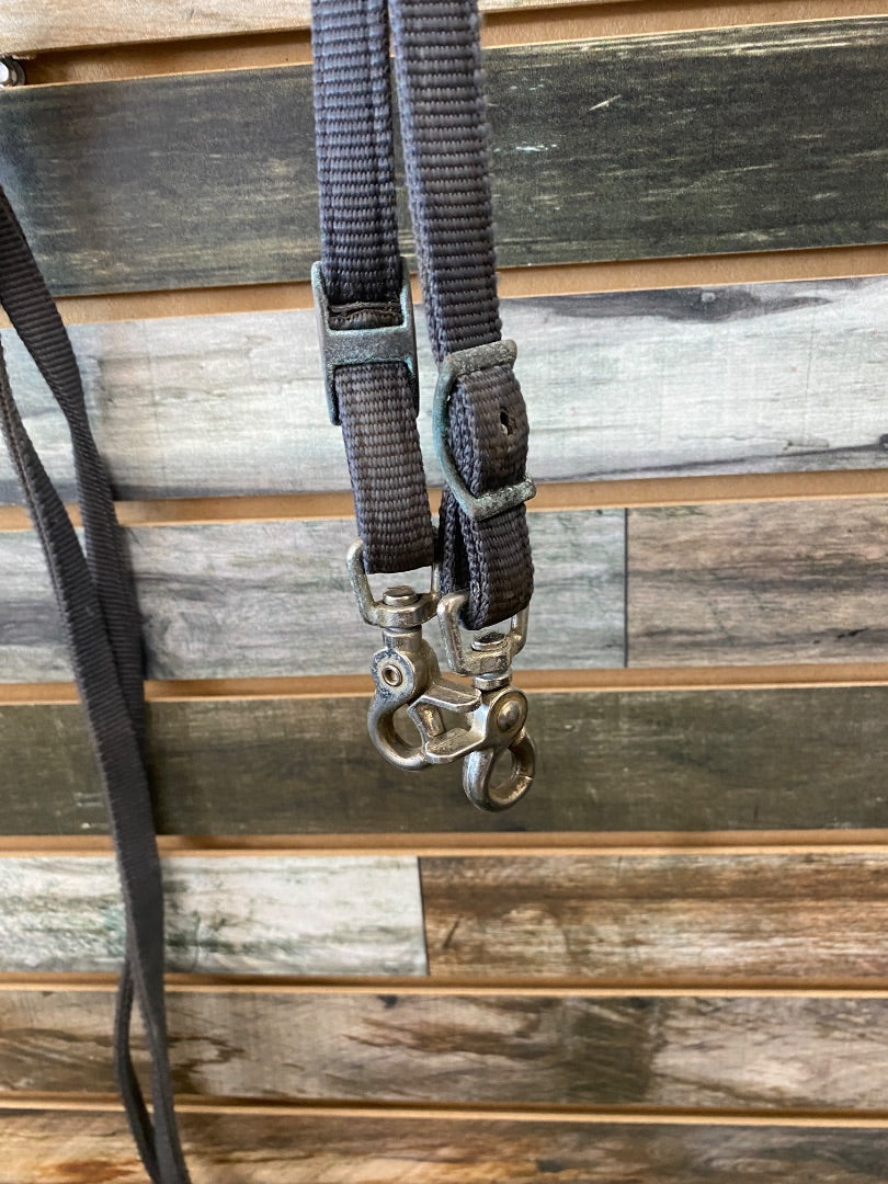 USED  Nylon Split Reins  Dark Grey
