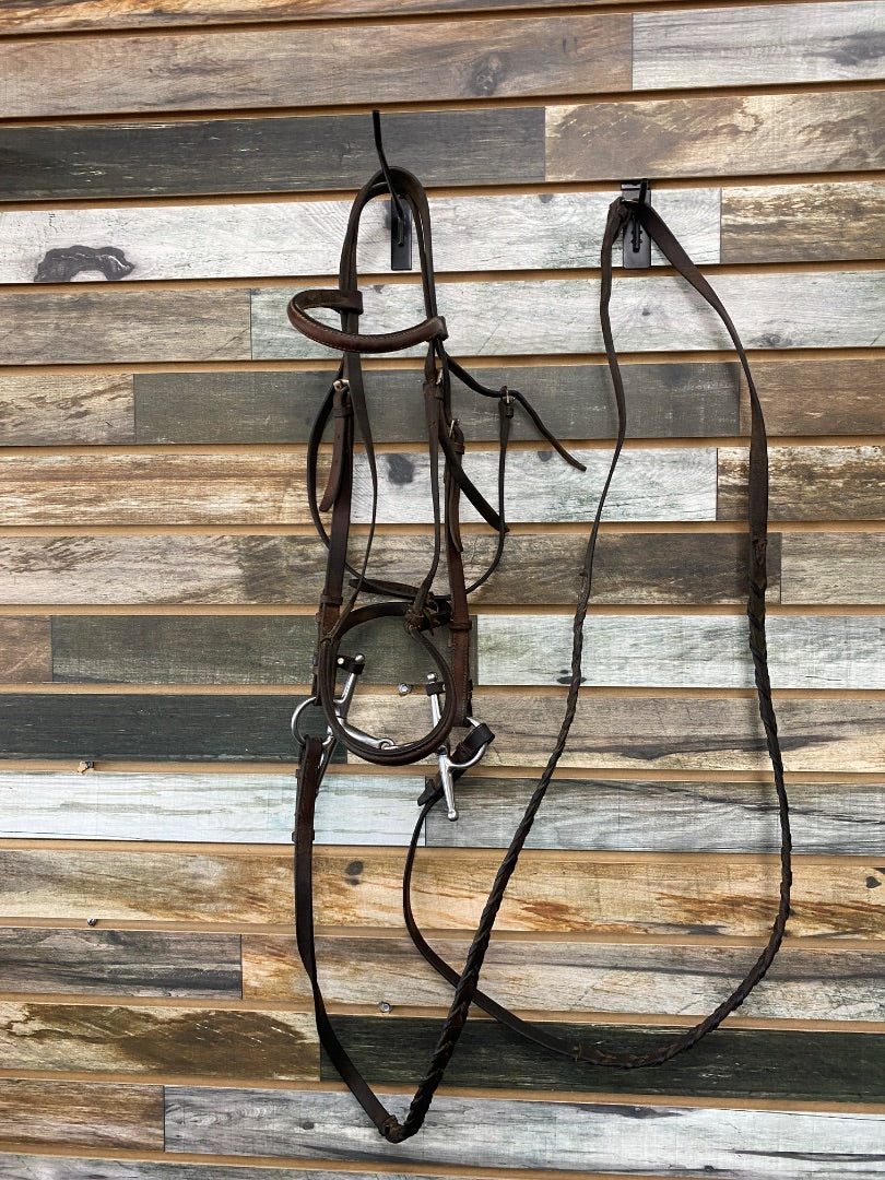 USED  English Bridle with Pony bit and Reins  Brown