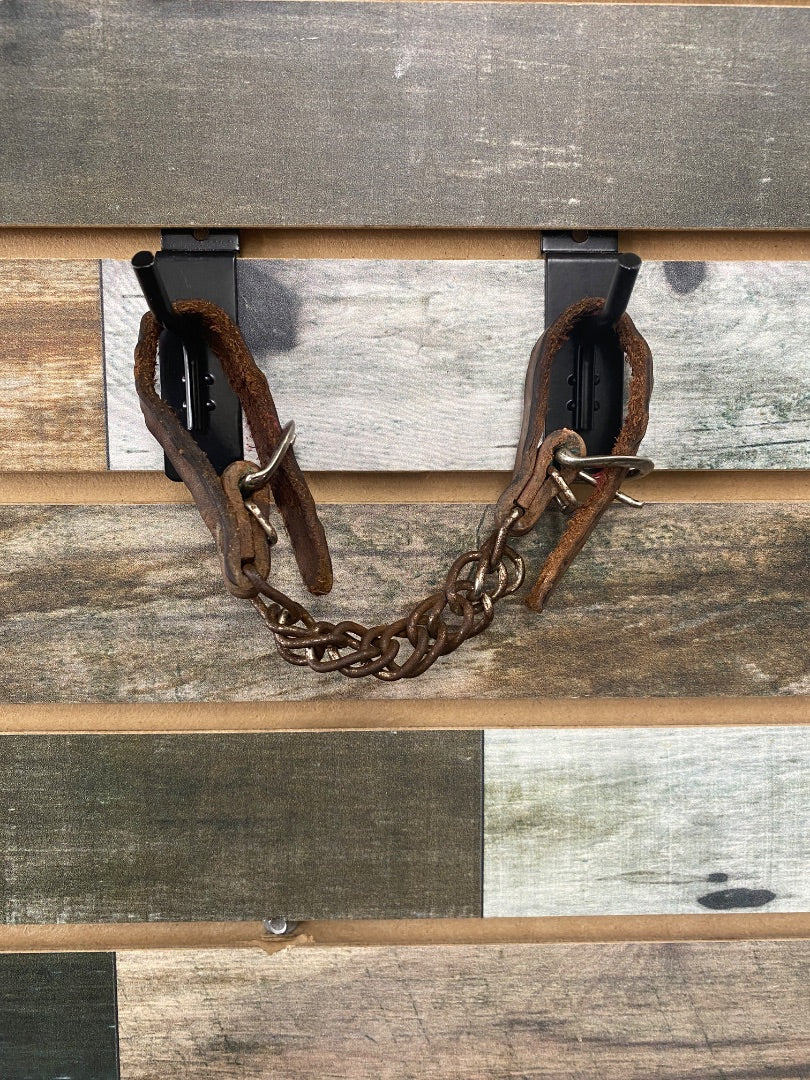 USED  Leather Curb Strap with Chain  Brown
