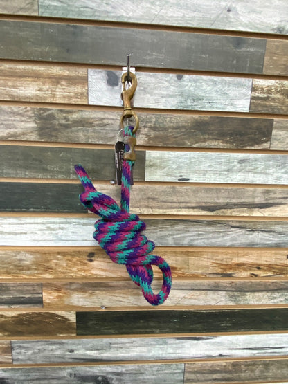USED Golden Horseshoe Equestrian Nylon Lead Rope 8.5ft. Teal/Purple/Pink