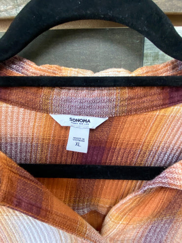 USED Sonoma Button Down Longsleeve XL Orange/White/Purple