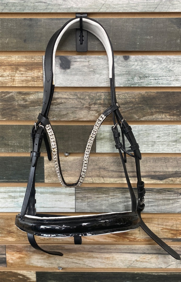 USED Horze Dressage Bridle Horse Black & White