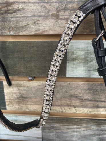 USED Horze Dressage Bridle Horse Black & White