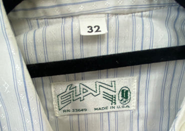 USED Elan Long Sleeve Button Up Shirt White/Blue Stripes 32 White/Blue Stripes